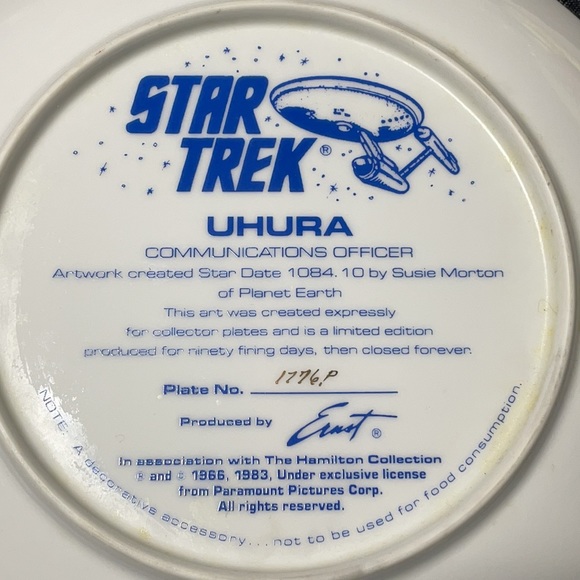 8 Vintage 1983 Star Trek Collectable Plates In Mint Condition! - Picture 15 of 17